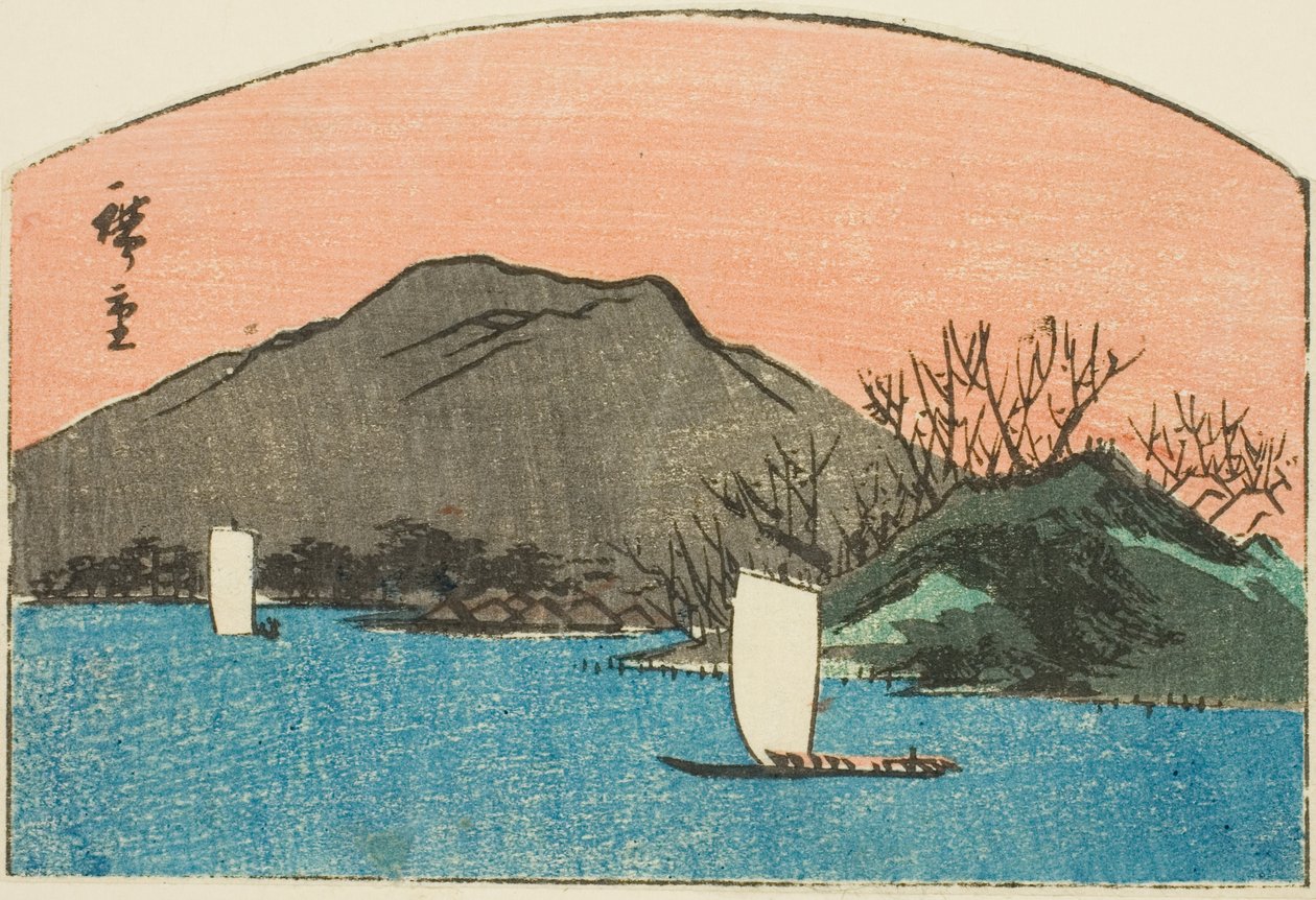 Göldeki tekneler, isimsiz bir harmaze baskısından bir bölüm by Utagawa Hiroshige