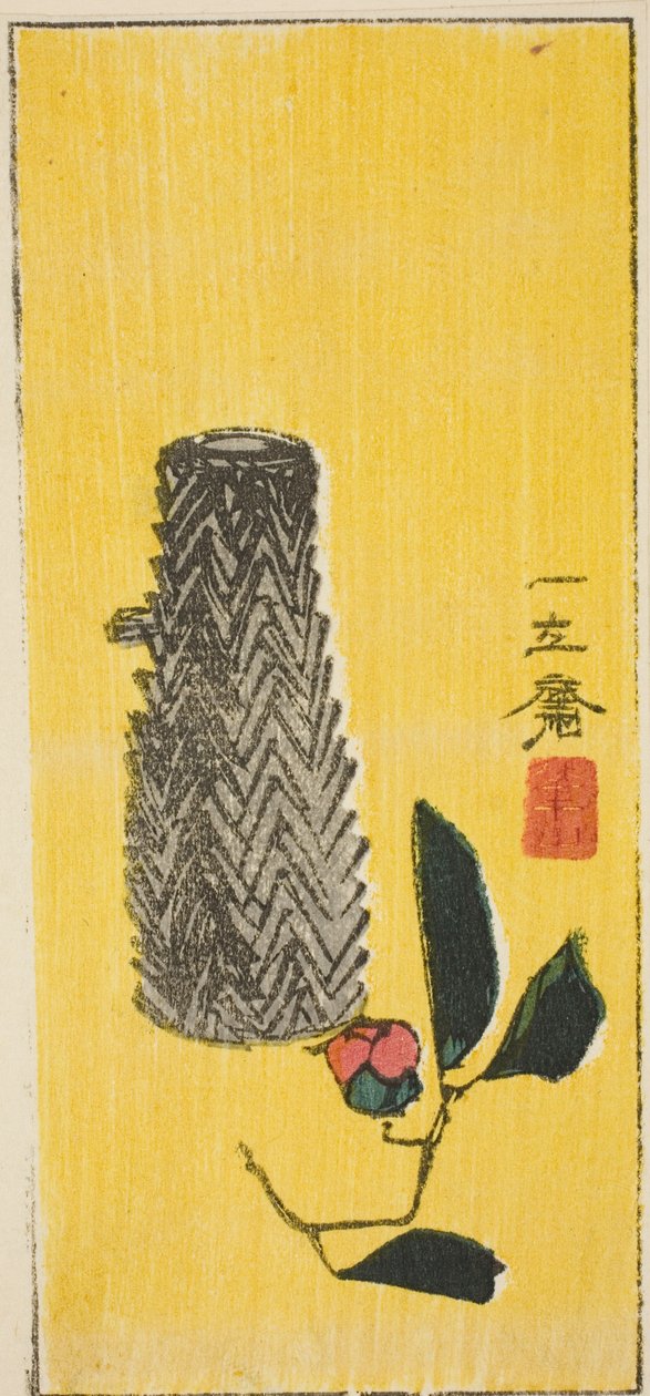 Kamelya ve sepet, isimsiz bir harimaze yaprağının bölümü by Utagawa Hiroshige