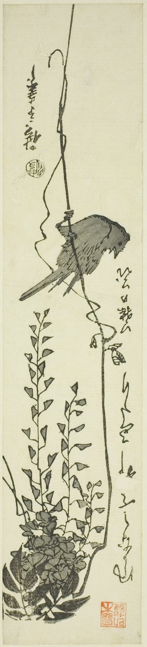 Kanarya ve wisteria by Utagawa Hiroshige