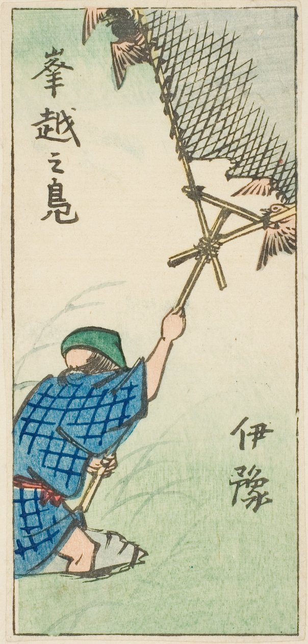 Iyo Eyaletinde Yaban Ördeği Yakalamak (Iyo, okoshi no kamo), sayfa no. "İllerin Kesik Resimleri (Kunizukushi harimaze zue)" serisinden 16 by Utagawa Hiroshige