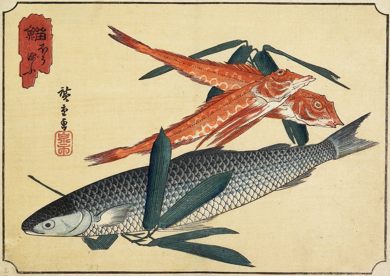Cod ve Gurnard, 19. yüzyılın başlarında by Utagawa Hiroshige