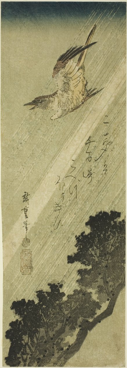 Yağmurda uçan guguk kuşu by Utagawa Hiroshige