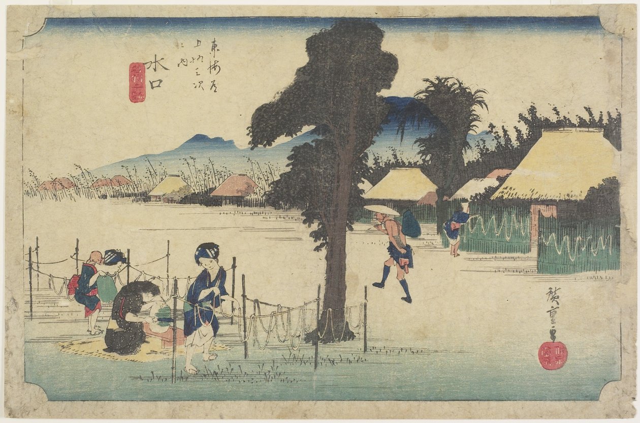 Kurutma Kabağı Talaşı, Minakuchi, c. 1833 by Utagawa Hiroshige