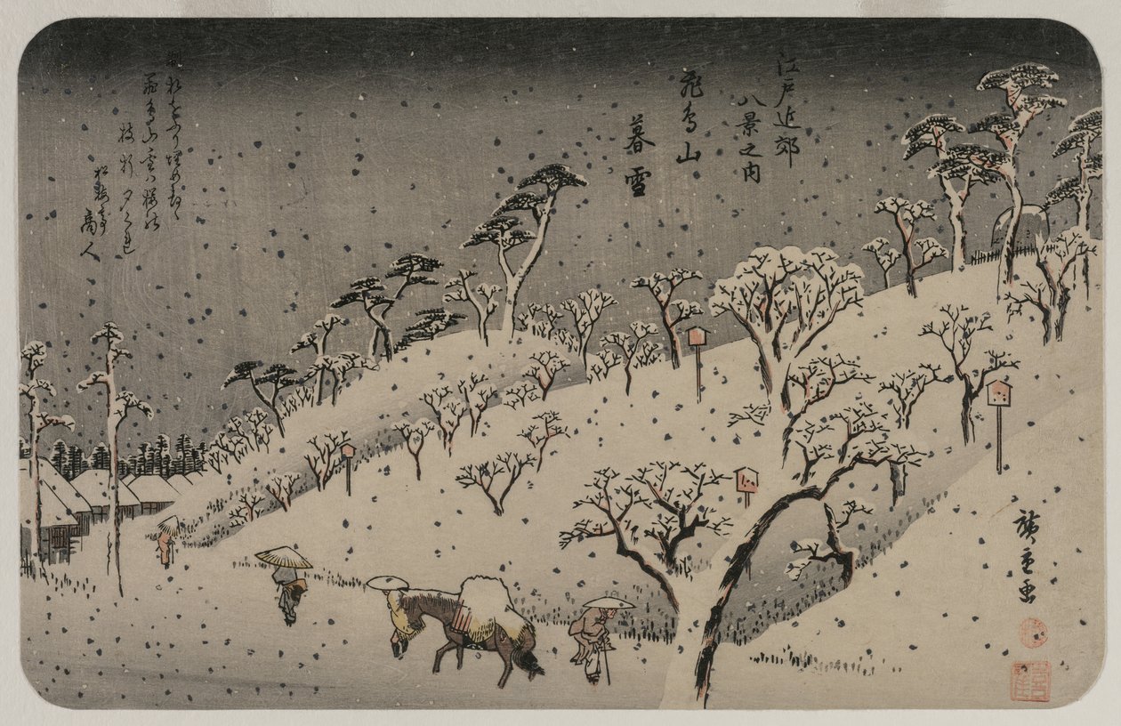 Edo Çevresinin Sekiz Görünümü serisinden Asuka Tepesinde Akşam Karı by Utagawa Hiroshige