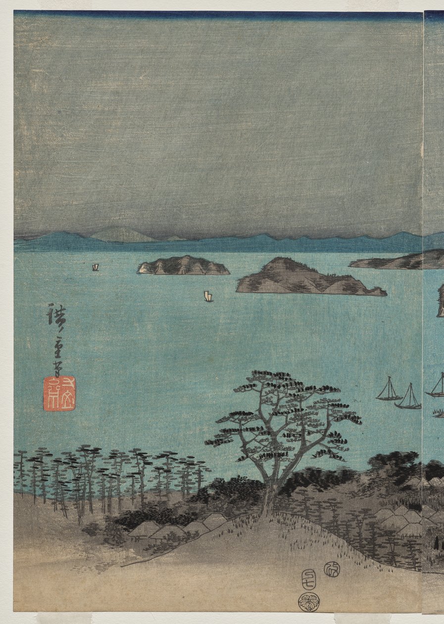 Musashi Eyaletindeki Dolunay Altında Kanazawa yakınlarındaki Sekiz Ünlü Yerin Akşam Görünümü by Utagawa Hiroshige
