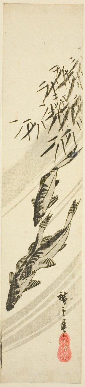 Bir akışta balık by Utagawa Hiroshige