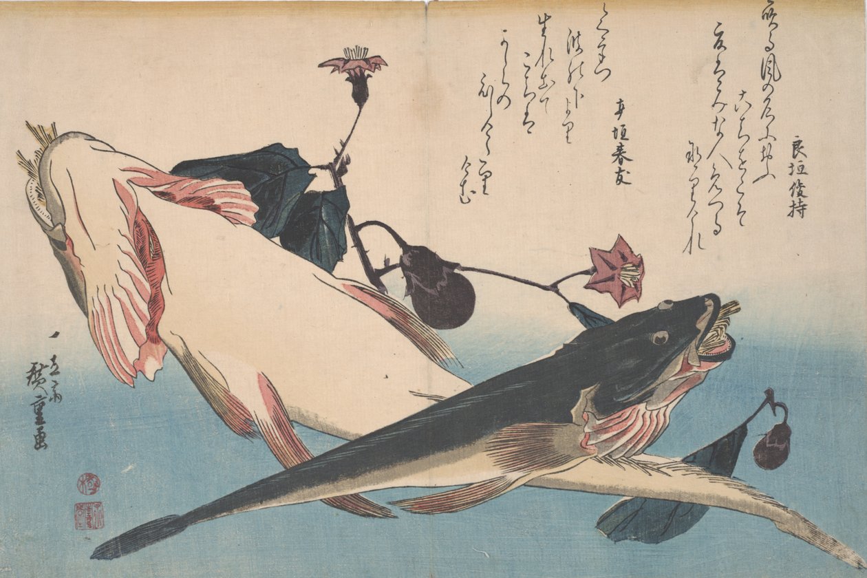 Flatheads ve Patlıcan, c.1830 by Utagawa Hiroshige