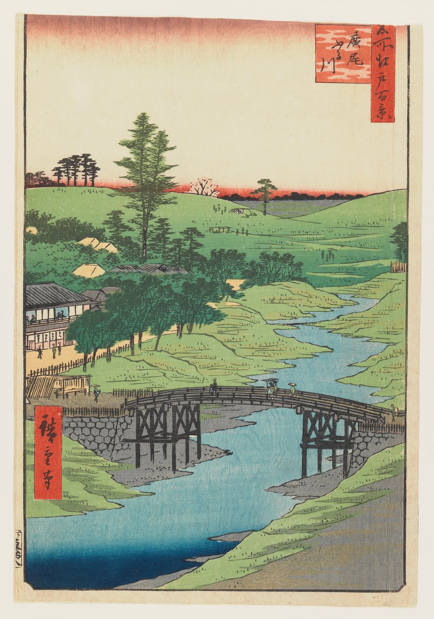 Furukawa Nehri, Hiroo, 1856 (renkli tahta baskı) by Utagawa Hiroshige