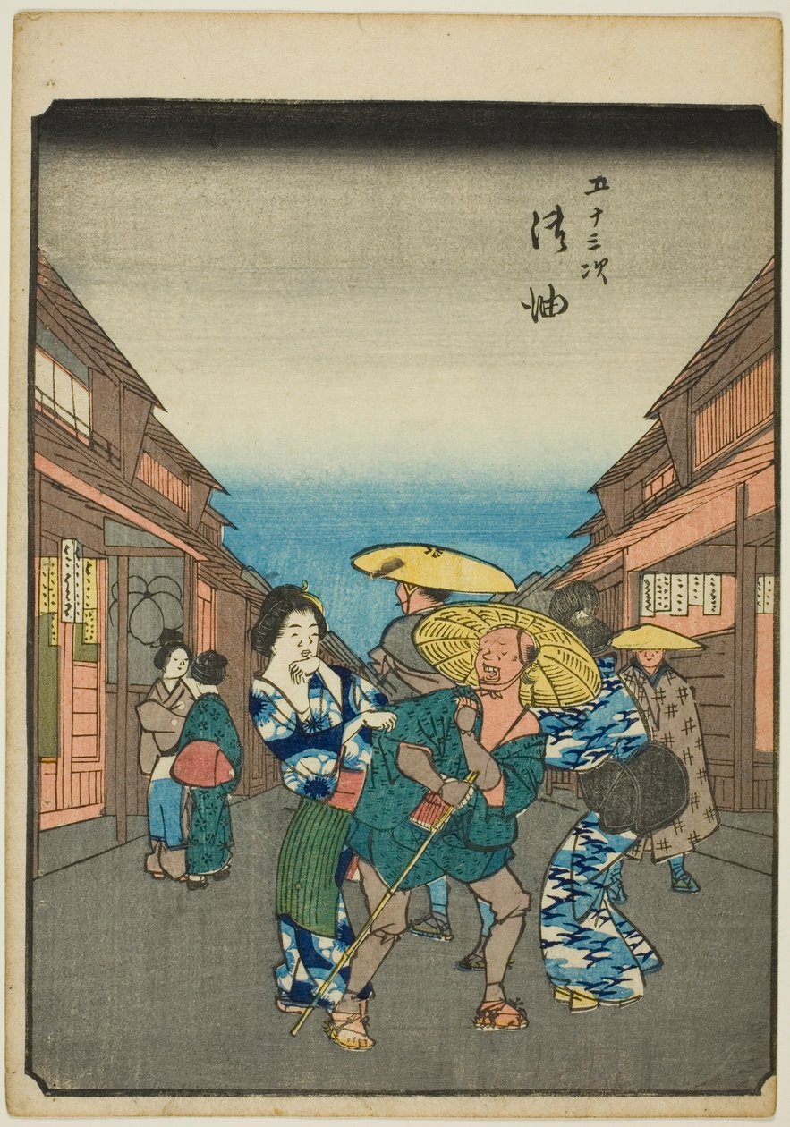 Goyu, serinin "elliinci lee S sesi" kentsel derecesi "(Mr. Omotoyama)," kaba bir k w s te kentsel derecesi (kişi kentsel derecesi) ) by Utagawa Hiroshige
