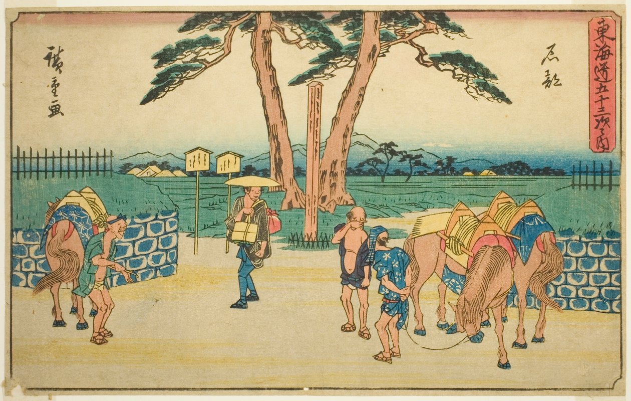 Ishibe, "Tokaido'nun Elli Üç İstasyonu (Tokaido gojusan tsugi no uchi)" serisinden Gyosho Tokaido olarak da bilinir by Utagawa Hiroshige