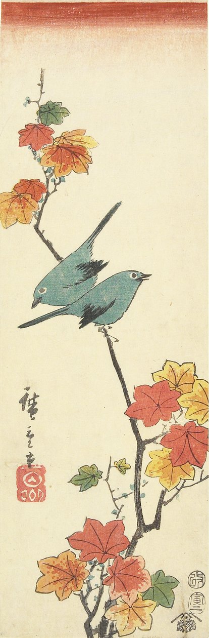Akçaağaç Dalındaki Japon Beyaz Gözleri, 1854 by Utagawa Hiroshige