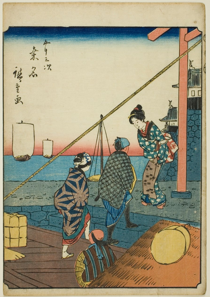 Kuwana, serinin "ellinci lee S sesleri" kentsel derece "(Bay Omotoyama)," kaba bir k w s te kentsel derece (kişi kentsel derecesi) ) by Utagawa Hiroshige