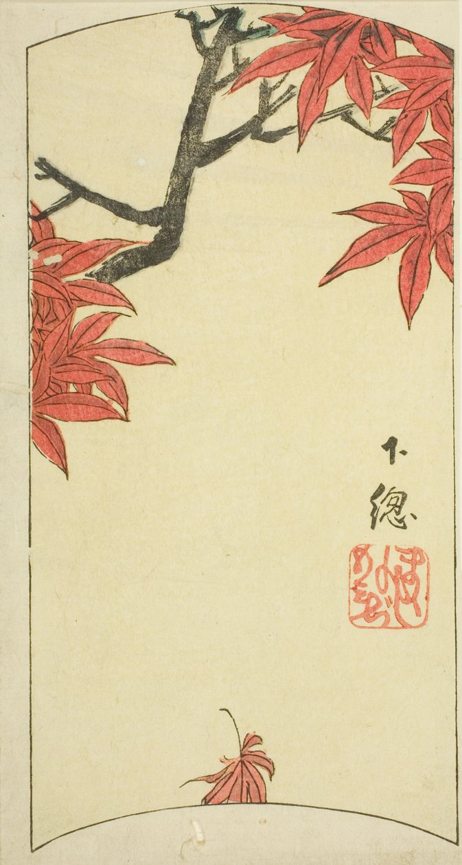 Shimosa Eyaletindeki Akçaağaç Yaprakları (Shimosa, momiji), sayfa no. "İllerin Kesik Resimleri (Kunizukushi harimaze zue)" serisinden 7 by Utagawa Hiroshige