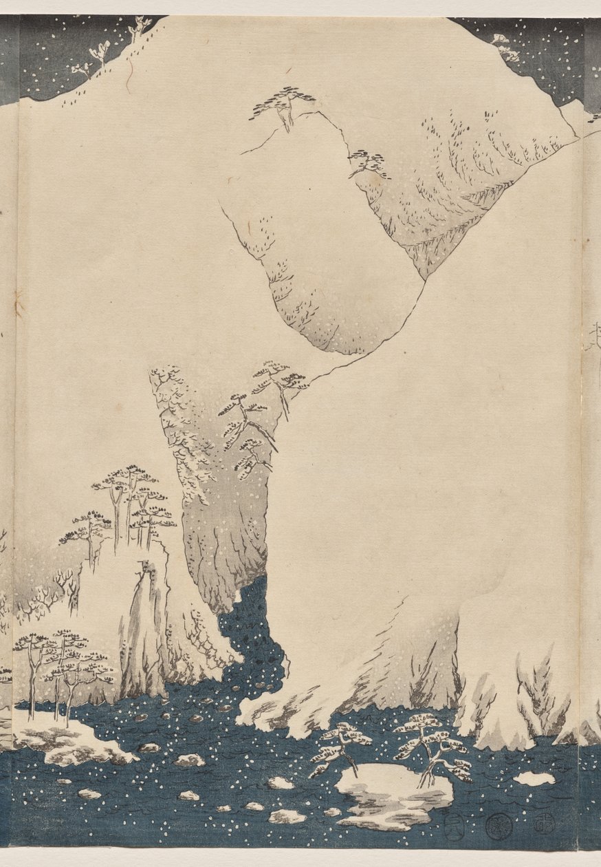 Kiso Yolu üzerinde Dağ ve Nehir by Utagawa Hiroshige