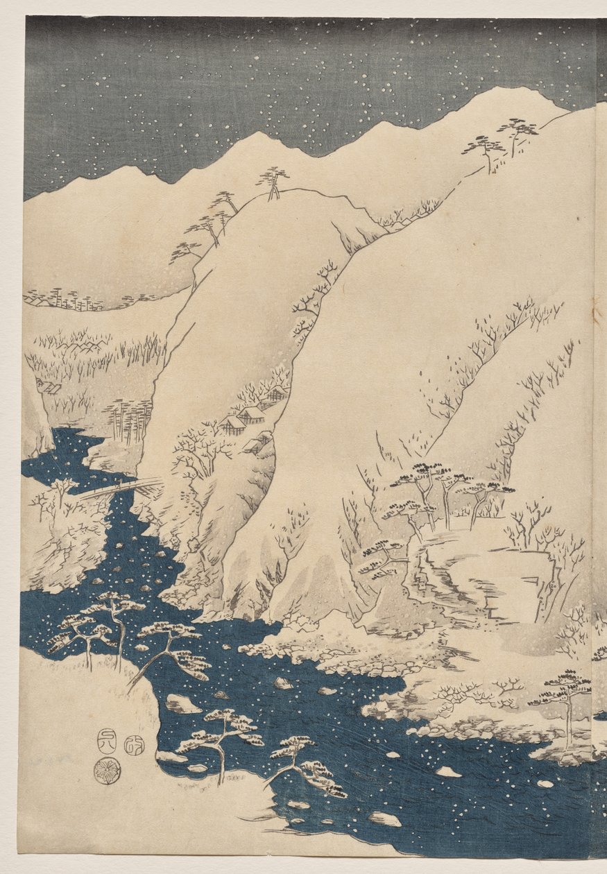 Kiso Yolu üzerinde Dağ ve Nehir by Utagawa Hiroshige