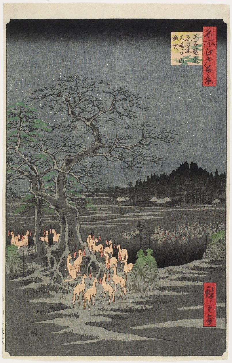 Isırgan Ağacında Yılbaşı Gecesi Foxfires, O_ji, Eylül 1857 by Utagawa Hiroshige