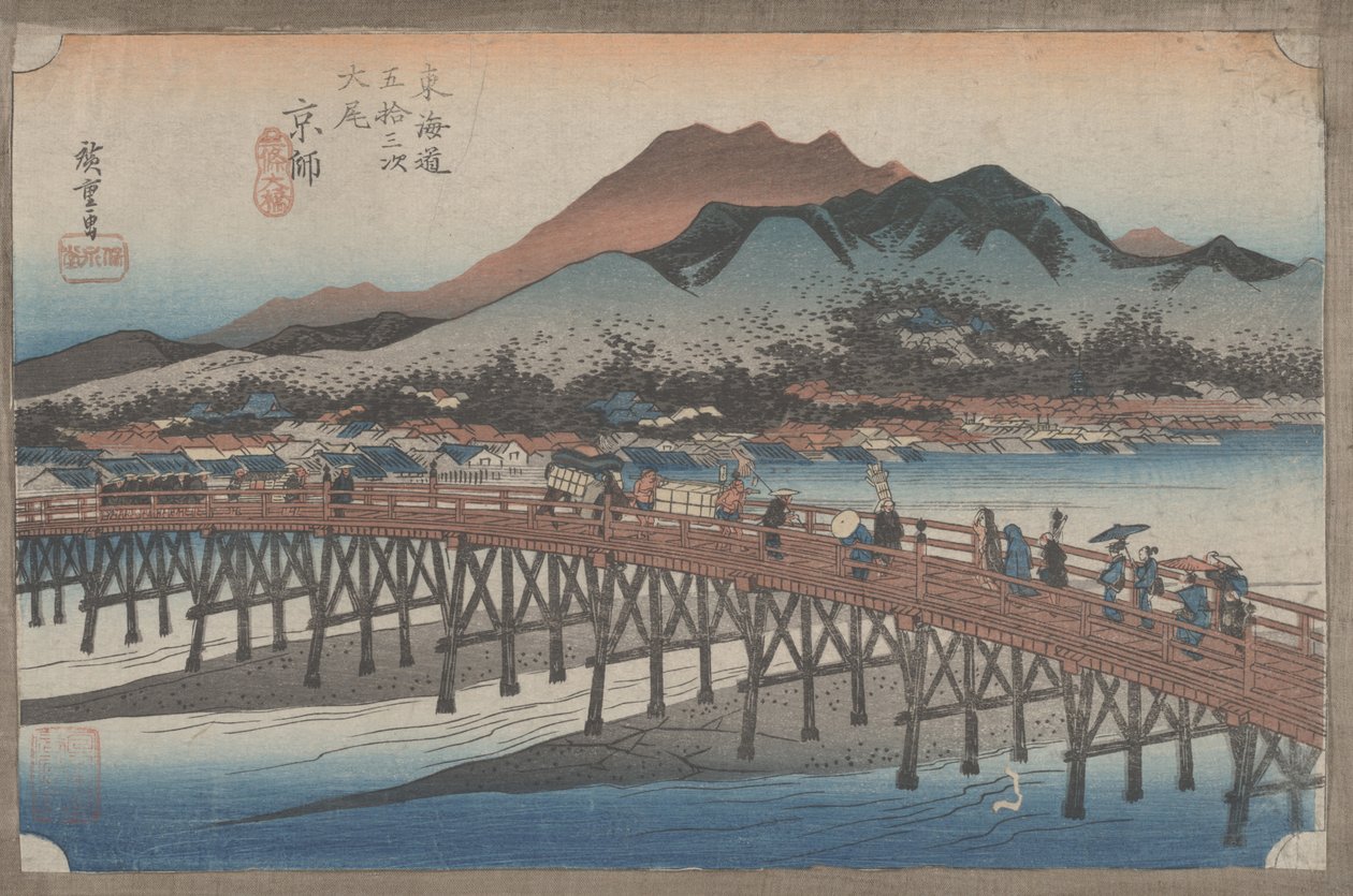 55 'Kyoto: Büyük Sanjo Köprüsü' Tokaido'nun 53 İstasyonundan, 1833 dolayları by Utagawa Hiroshige