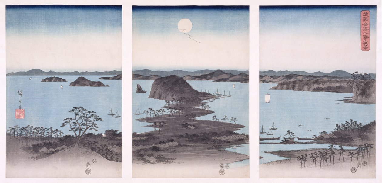 Panorama of Views of Kanazawa Under Full Moon, from the series 