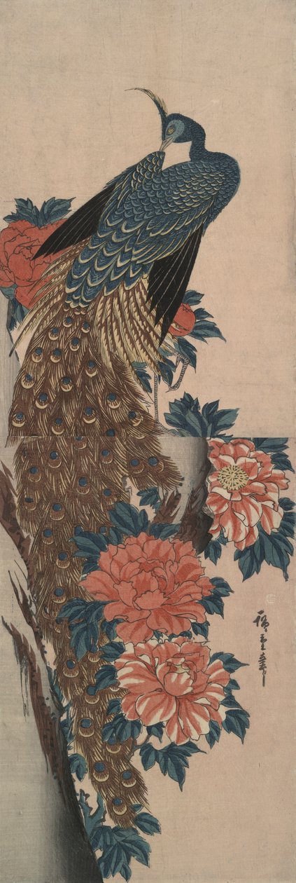 Tavus kuşu ve şakayık by Utagawa Hiroshige