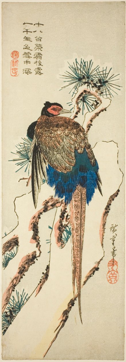 Karla Kaplı Çam Ağacında Sülün by Utagawa Hiroshige