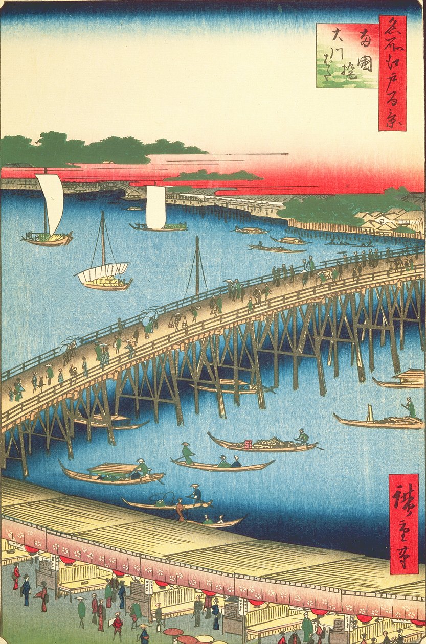 Ryogoku Köprüsü ve Büyük Nehir Kıyısı, Edo