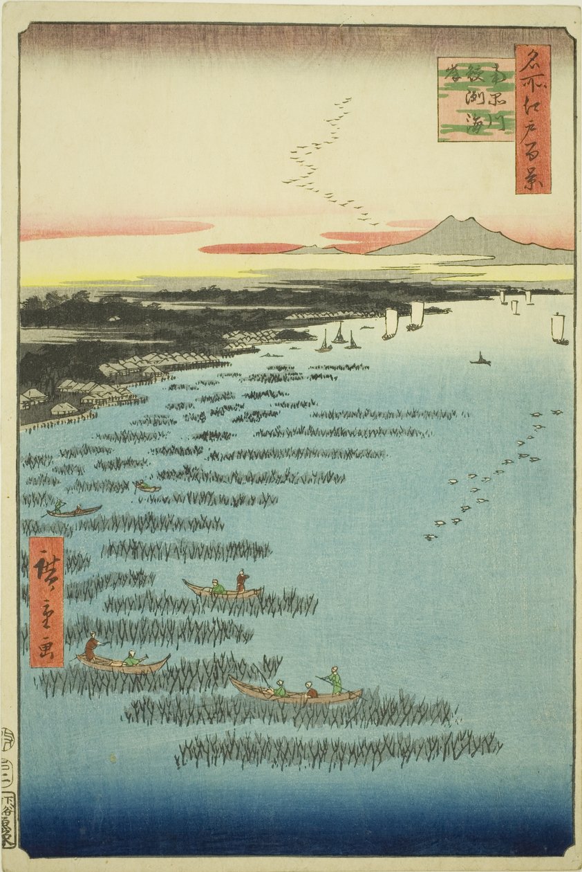 Güney Shinagawa'daki Samezu Sahili (Minami-Shinagawa Samezu kaigan), "Edo'nun Yüz Ünlü Manzarası (Meisho Edo hyakkei)" dizisinden by Utagawa Hiroshige