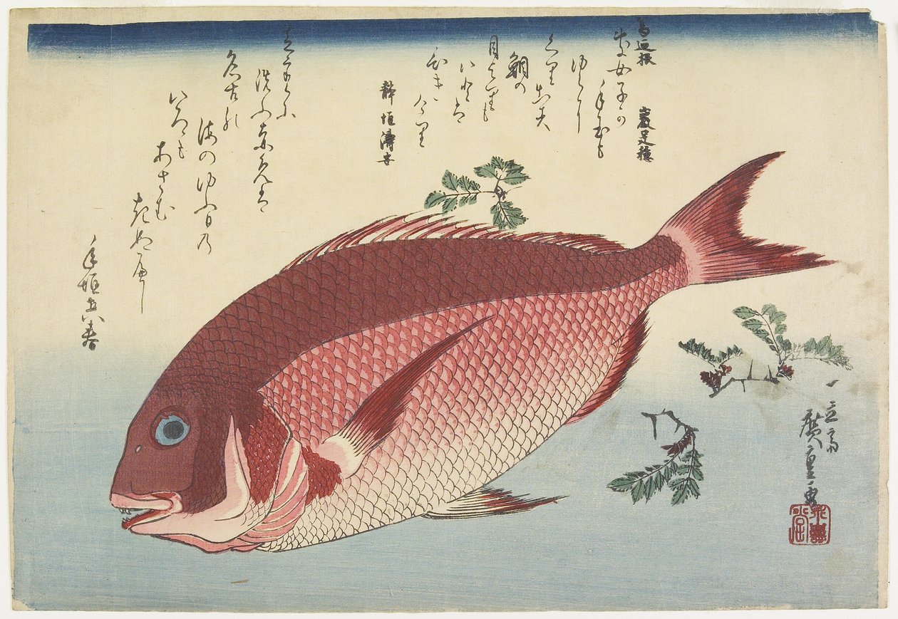 Çipura ve Sansho_Sprigs, c. 1832 by Utagawa Hiroshige