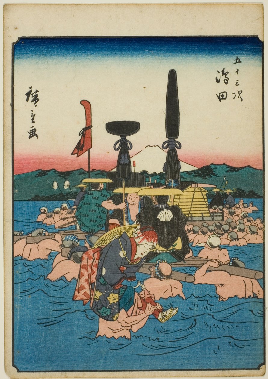 Shimada, serinin "ellinci lee S sesleri" kentsel derece "(Bay Omotoyama)," kaba bir k w s te kentsel derecesi (kişi kentsel derecesi) ) by Utagawa Hiroshige