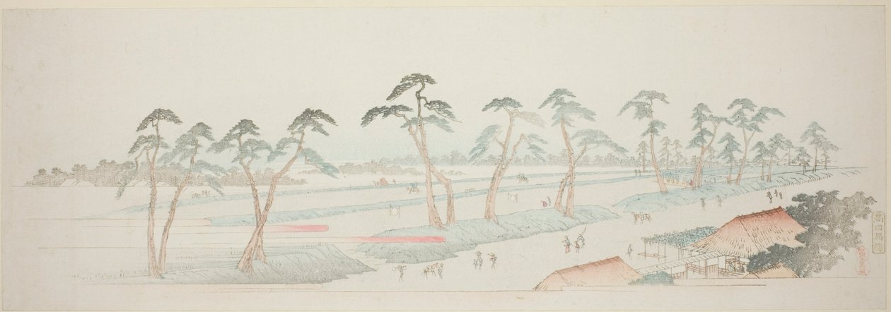 Takada Binicilik Alanları (Takada baba), "Edo Çevresinden On Üç Manzara" dizisinden by Utagawa Hiroshige