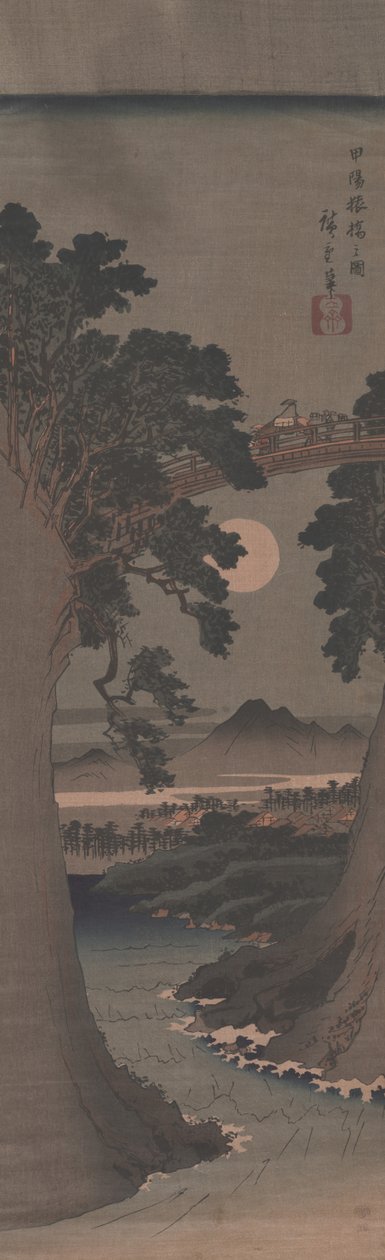 Kai Eyaletindeki Maymun Köprüsü by Utagawa Hiroshige