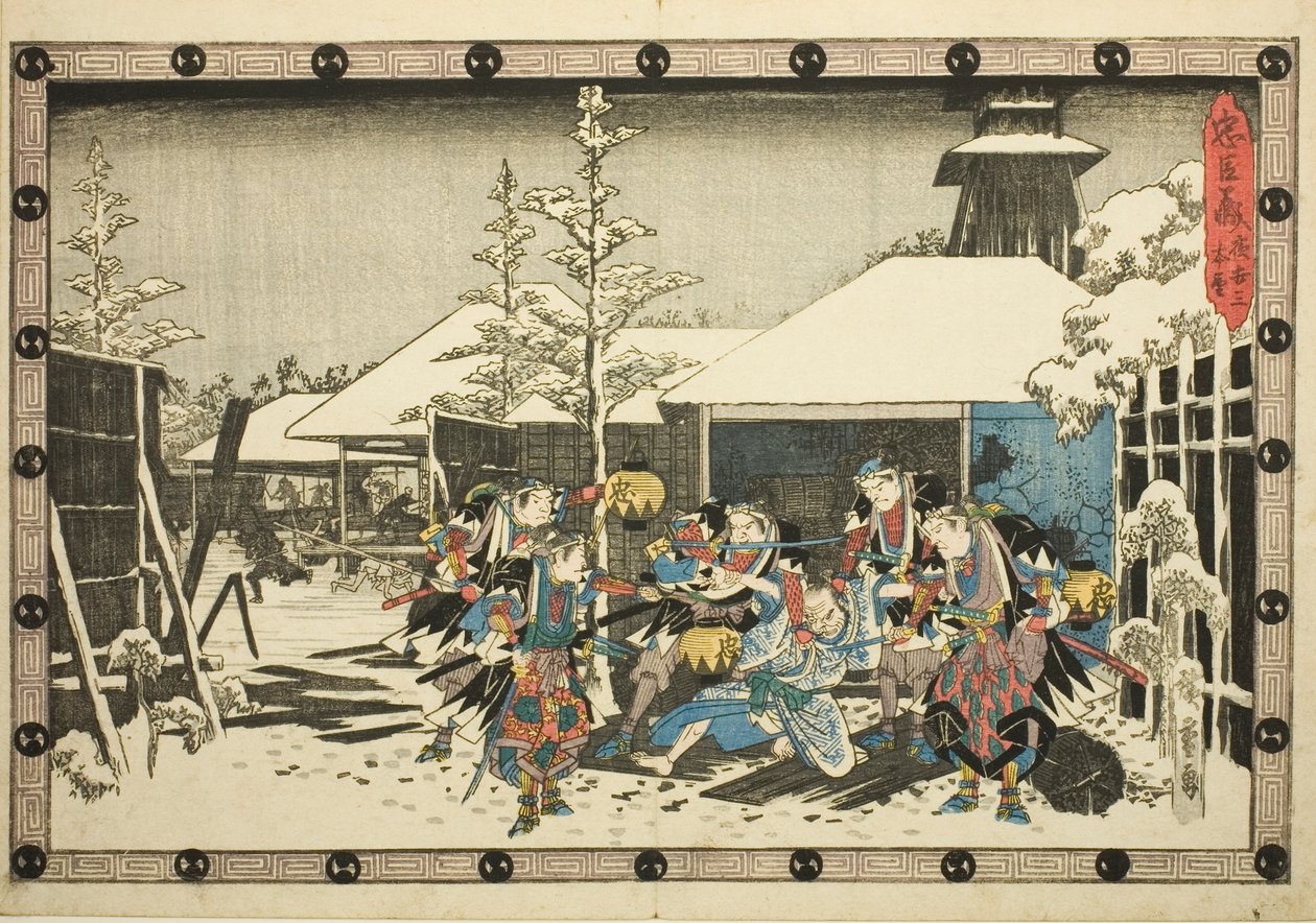 Gece Saldırısı, Bölüm 3: "Sadık Hizmetlilerin İntikamı (Chusingura)" dizisinden Görev Tamamlandı (Youchi san, honmo) by Utagawa Hiroshige