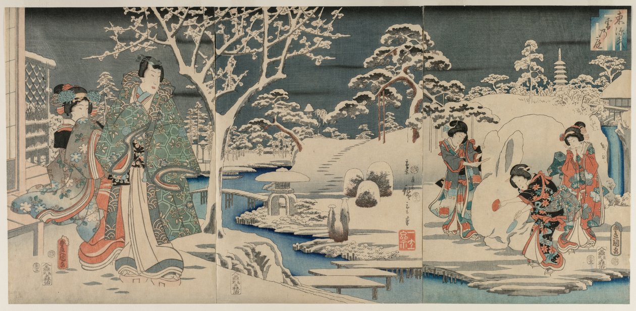 Karlı Bahçe, 1854. by Utagawa Hiroshige
