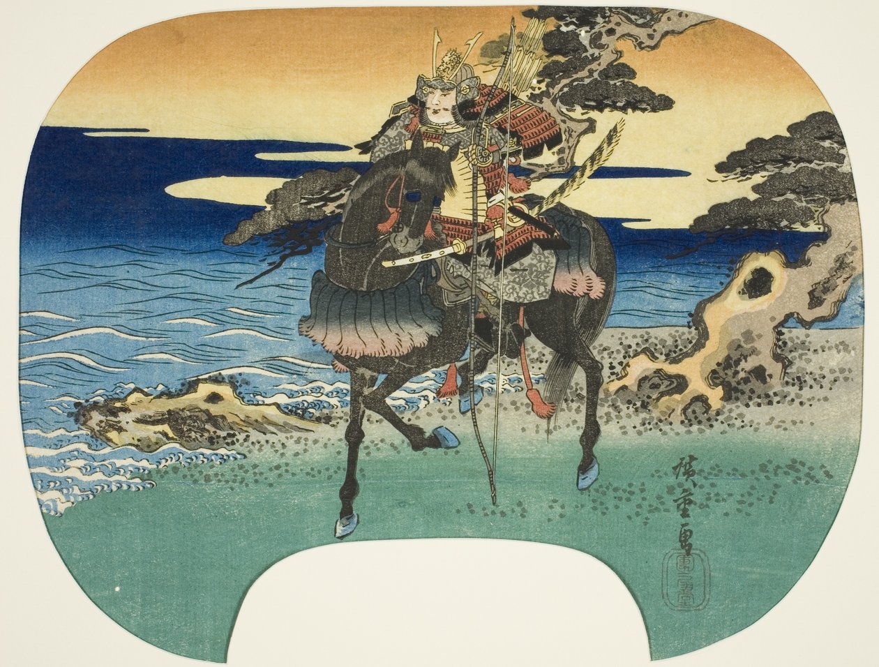 At sırtında savaşçı by Utagawa Hiroshige