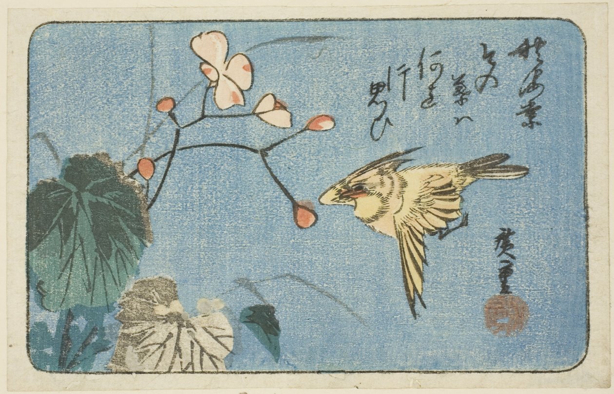 Sarı kuş ve begonya by Utagawa Hiroshige