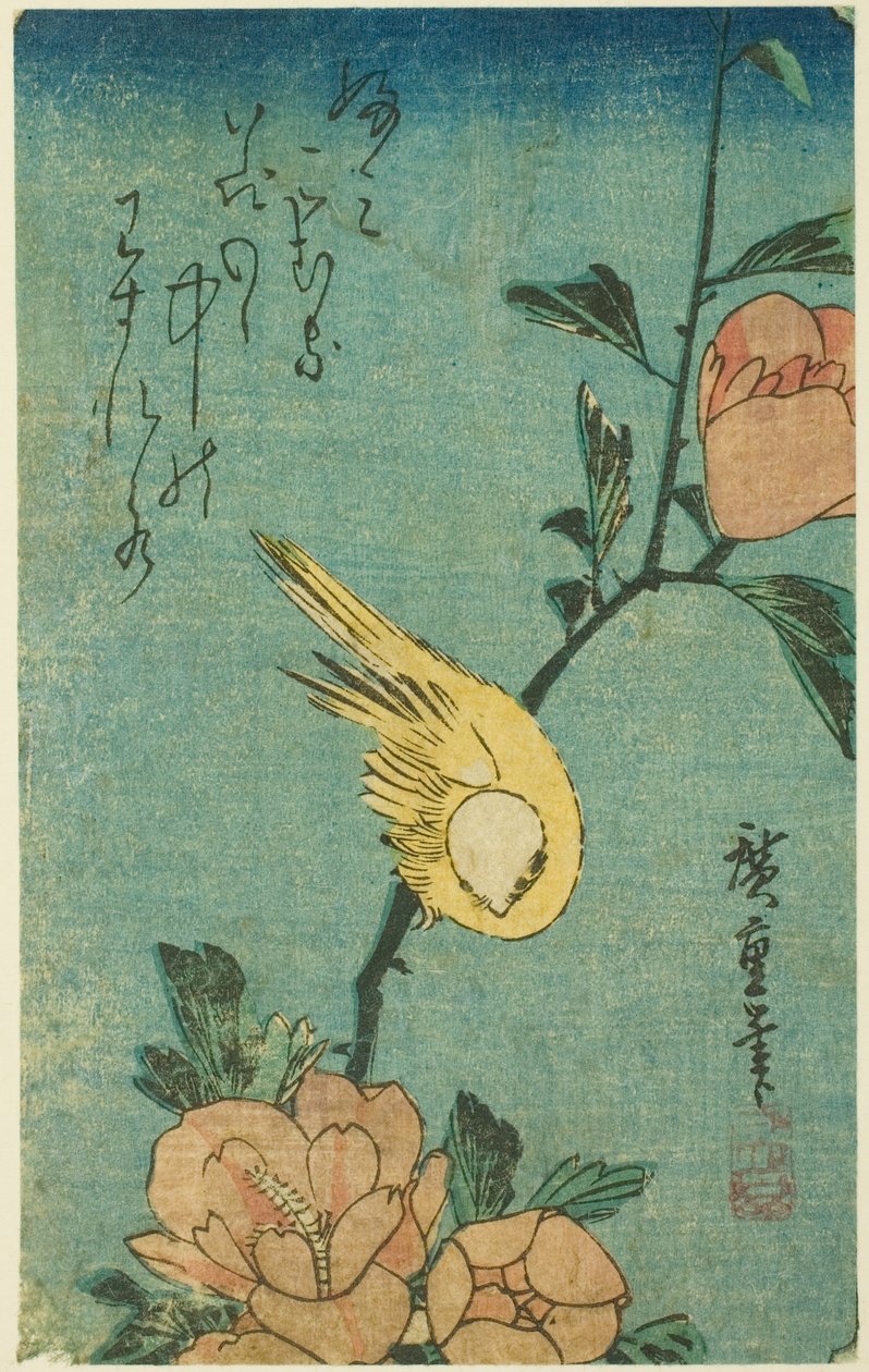 Sarı kuş ve ebegümeci by Utagawa Hiroshige
