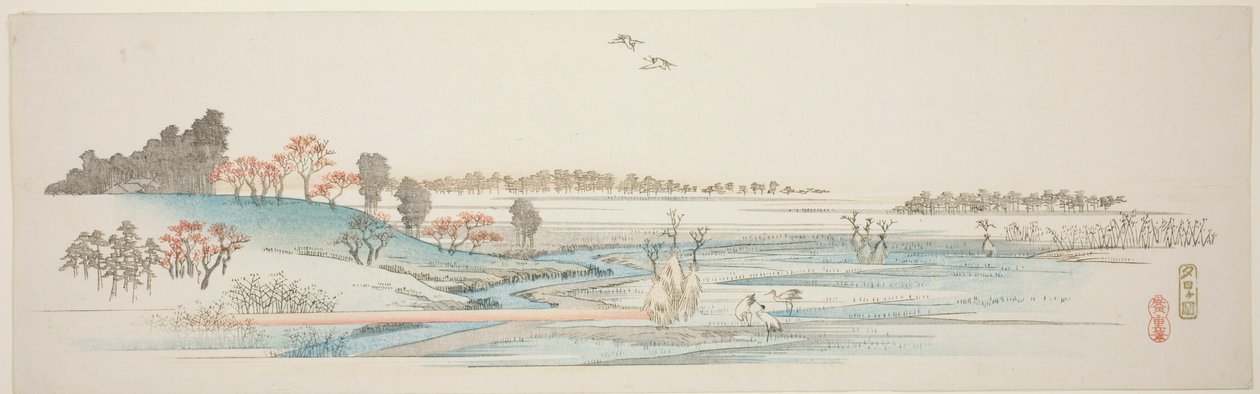 Yuhigaoka, Edo banliyölerinin isimsiz bir dizi ünlü manzarasından by Utagawa Hiroshige