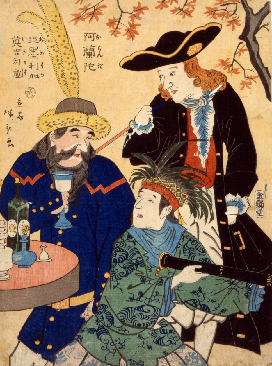 Hollanda, ABD, Birleşik Krallık, 1860 by Utagawa II Hiroshige