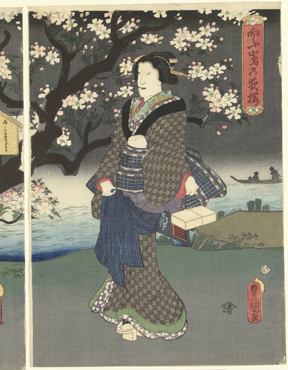 Nehir boyunca akşam yürüyüşü by Utagawa Kunisada (I)