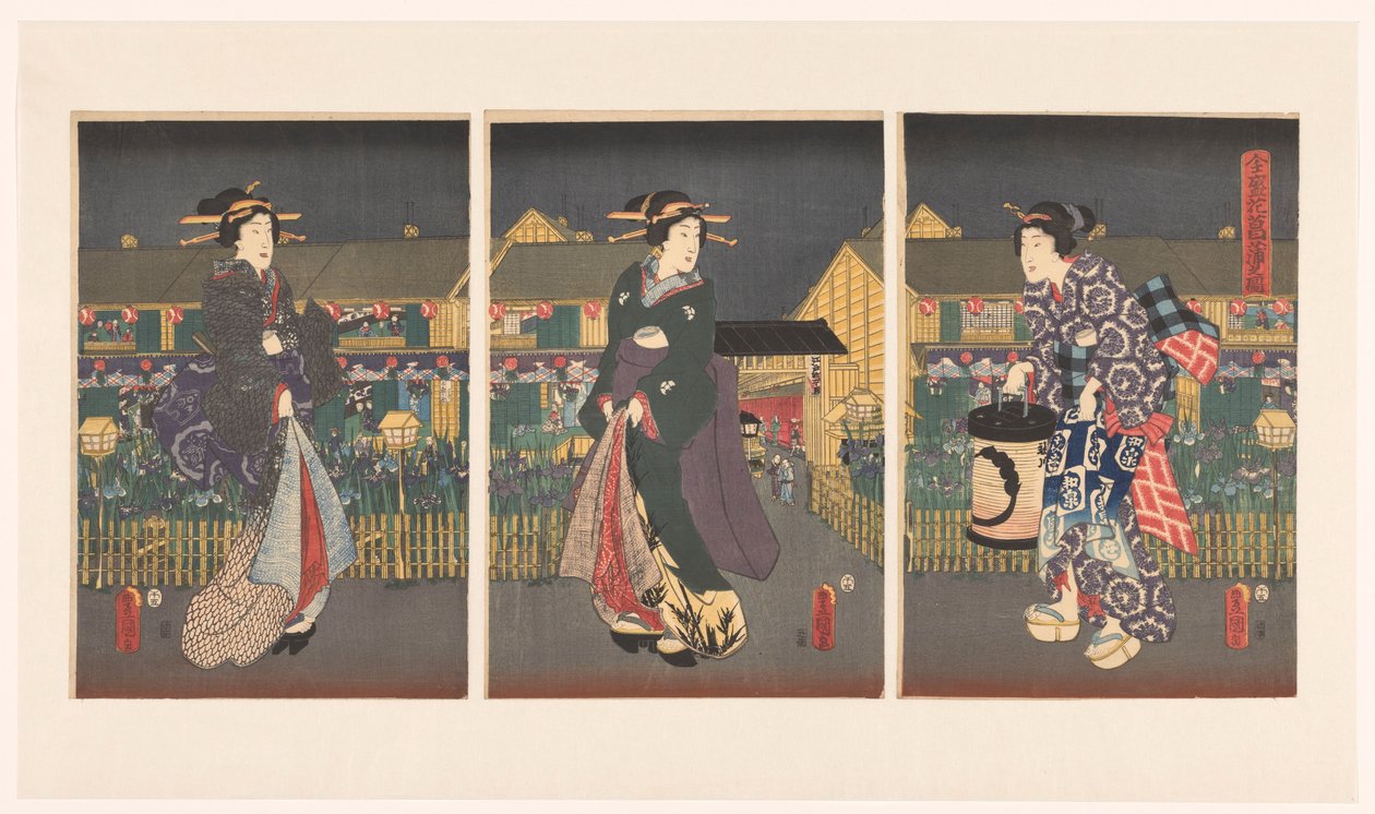 Irissen in volle bloei Zensei hana shobu no zu (nesne üzerindeki başlık) by Utagawa Kunisada (I)