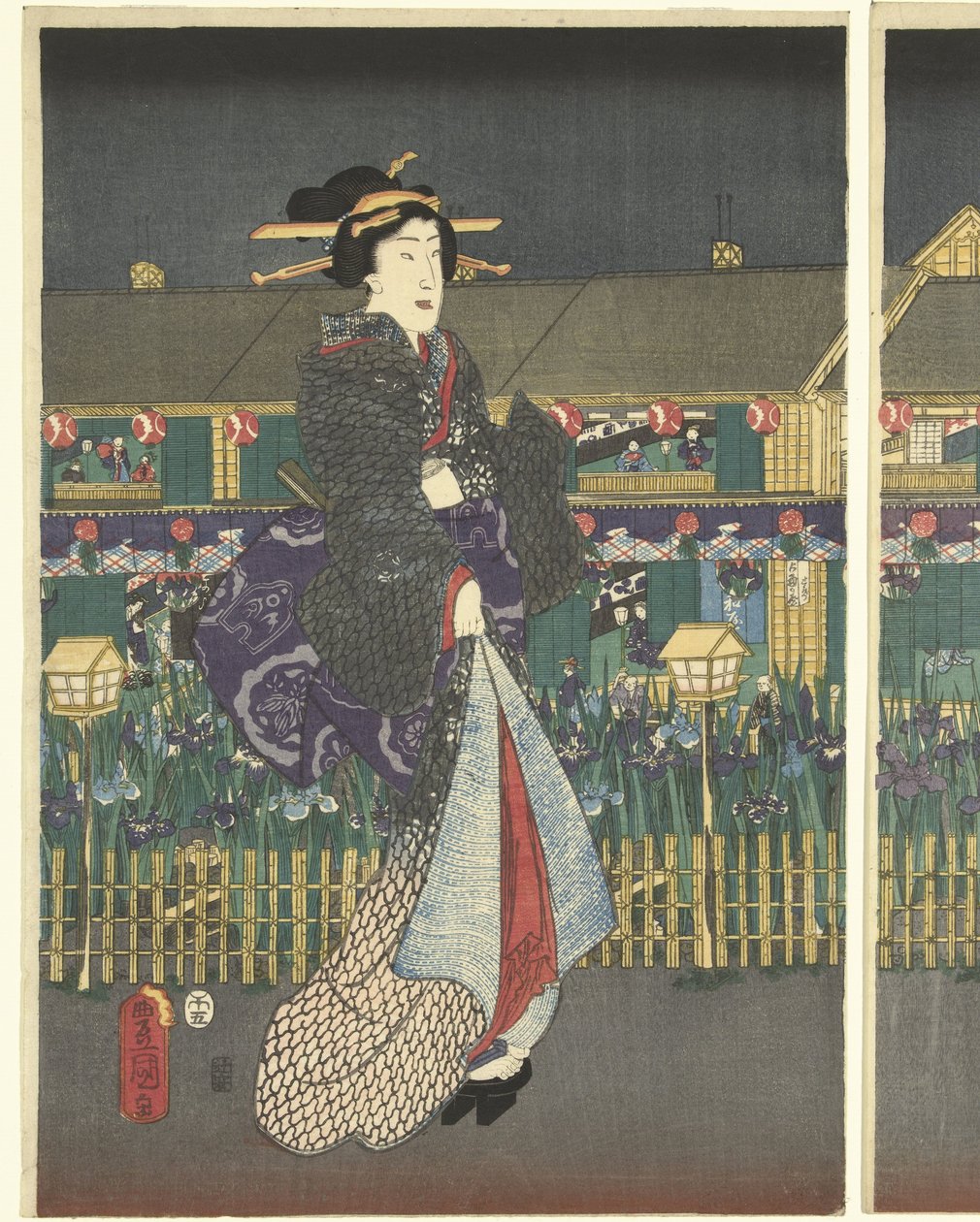 Tam çiçek açan süsen by Utagawa Kunisada (I)