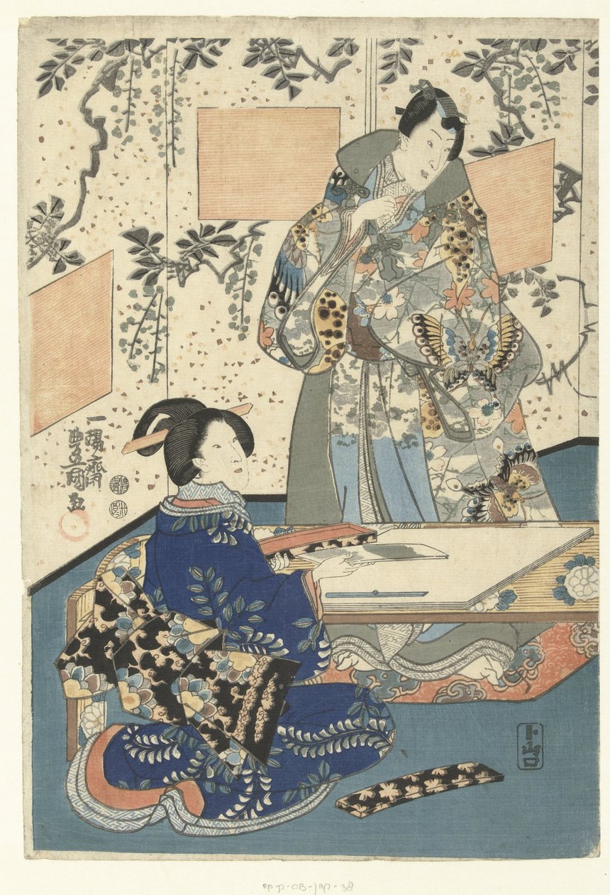 Prens Genji ve saray hanımı by Utagawa Kunisada (I)