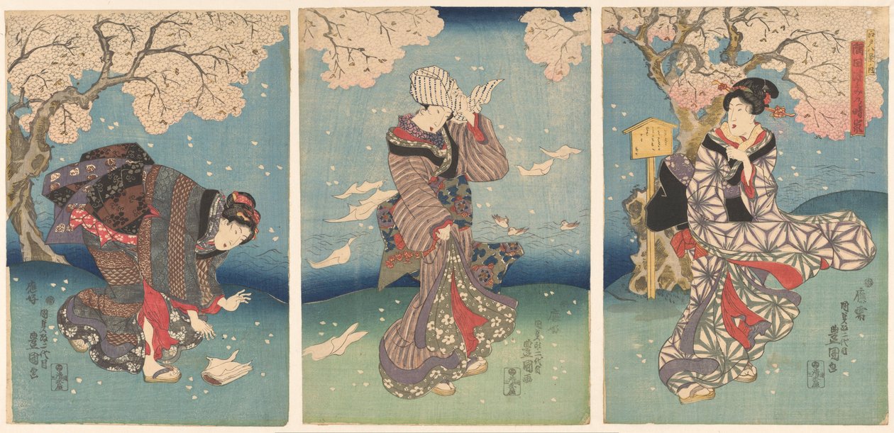 Sumida Nehri üzerinde fırtınalı bir gün Edo