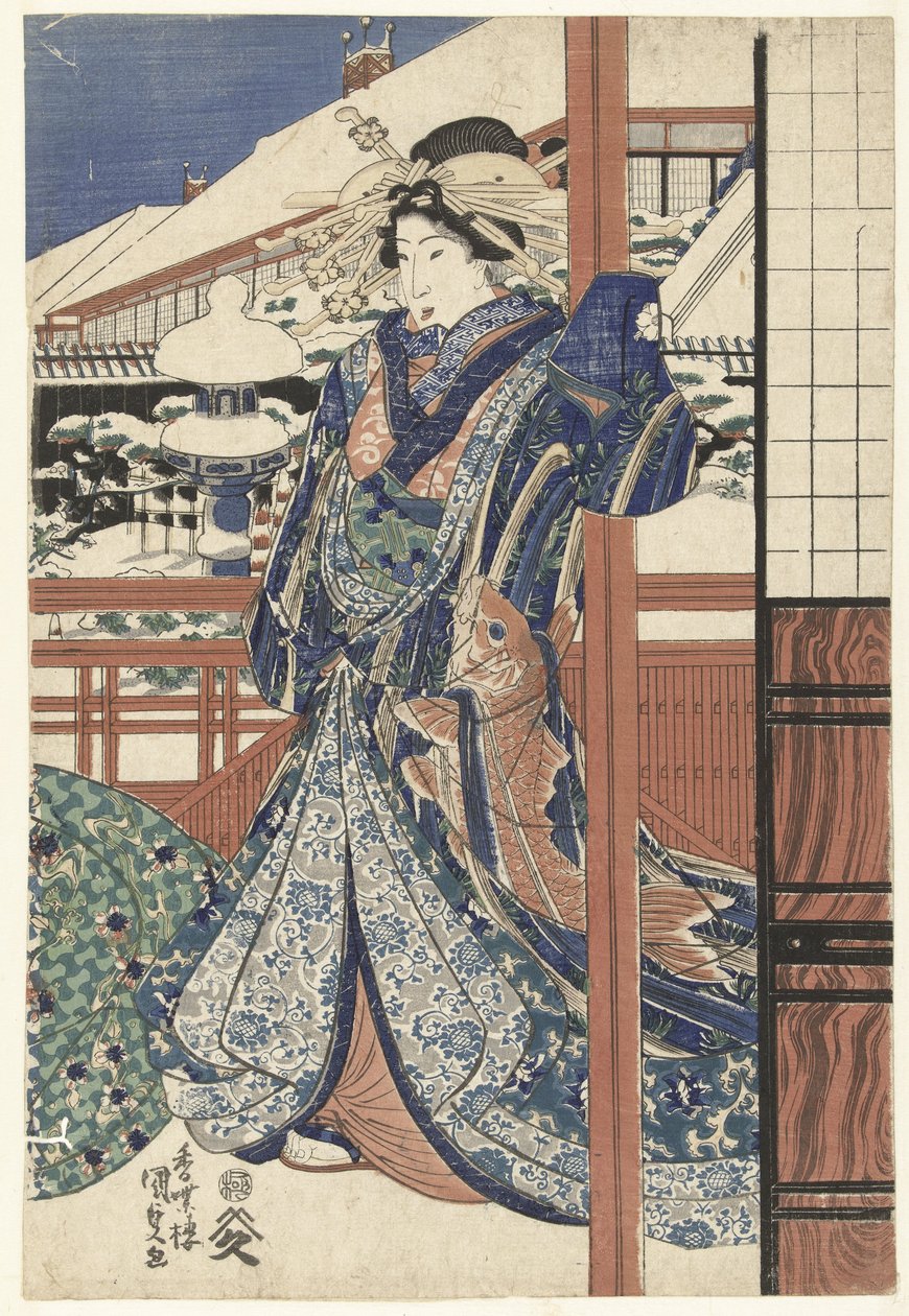 Kadın kış bahçesinde by Utagawa Kunisada (I)