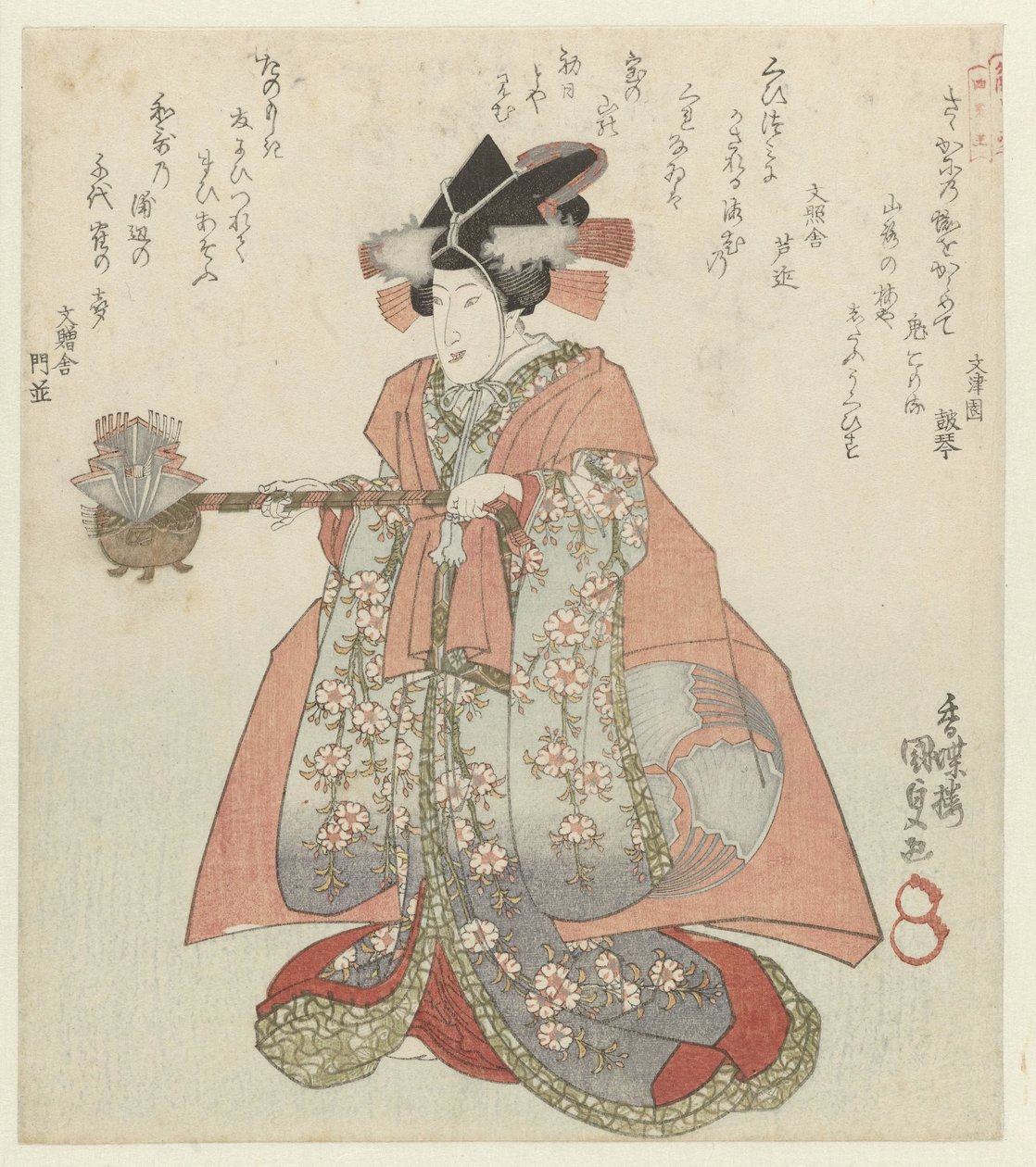 Sake su ısıtıcısı olan kadın Katsushika Şiir Derneği için dört sadık vasal Katsushika Shitennô (dizi adı) by Utagawa Kunisada (I)