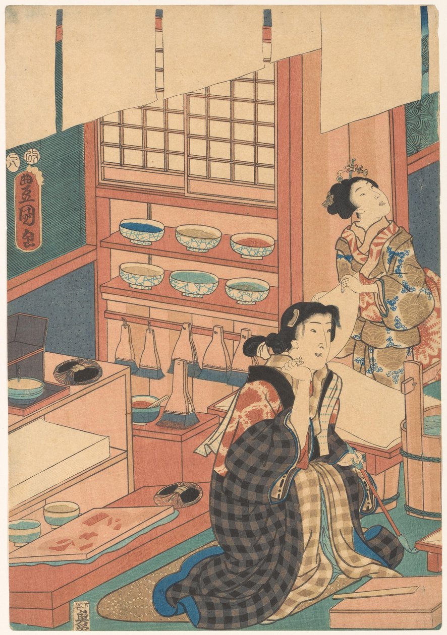 Kadınlar resim yapar (sol kısım) by Utagawa Kunisada (I)