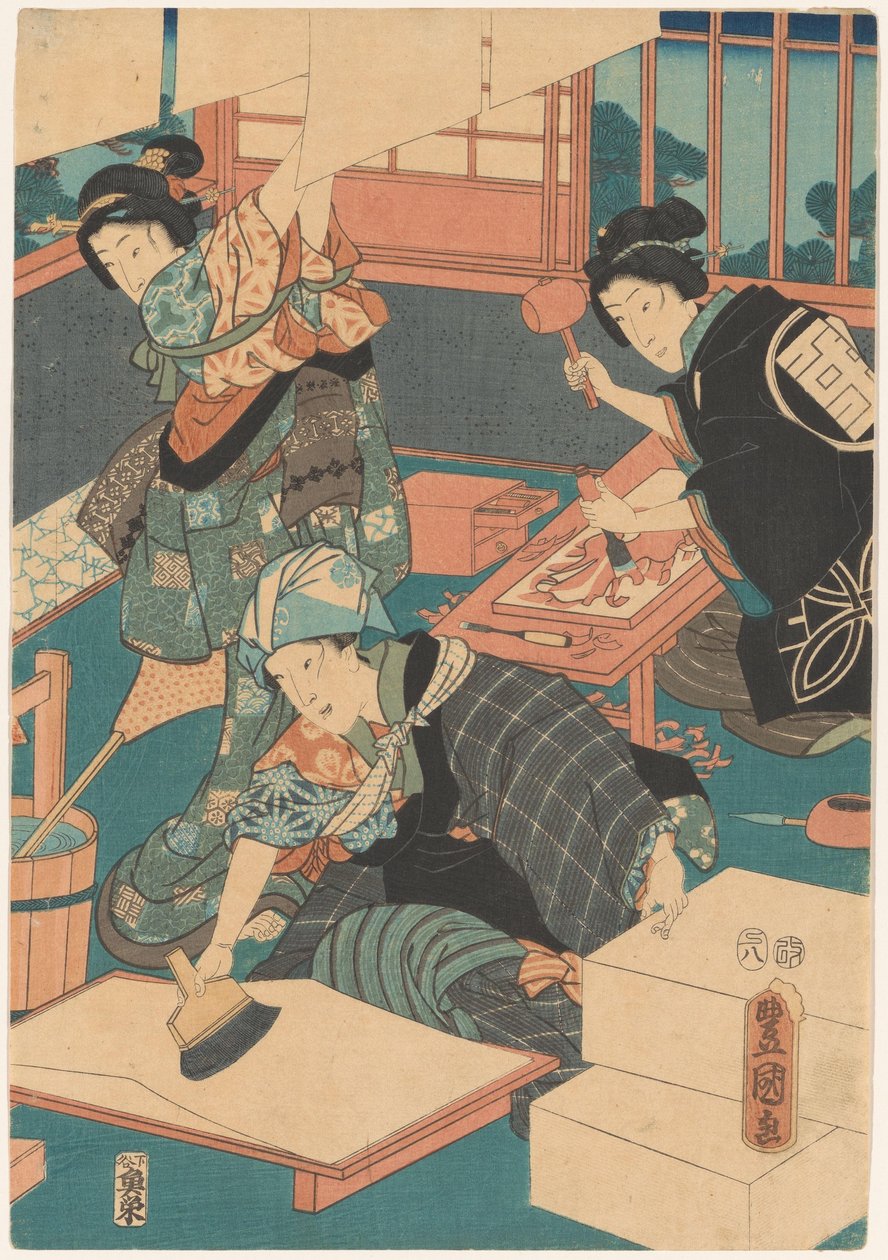 Kadınlar resim yapar (orta kısım) by Utagawa Kunisada (I)