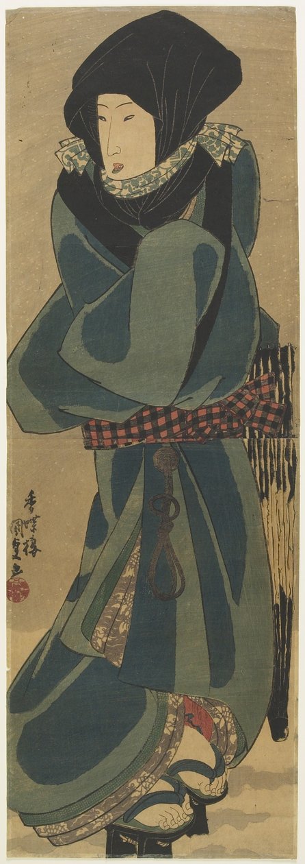 (Pelerinli ve Kapüşonlu Kadın), c. 1830-1844 by Utagawa Kunisada