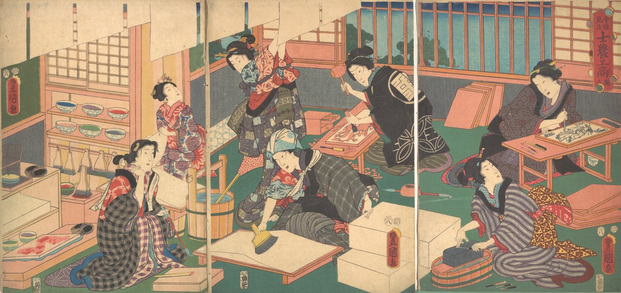 Esnaf, Dört Sınıfın Güncel Parodisi serisinden, 19. yüzyıl., 19. yüzyıl. by Utagawa Kunisada