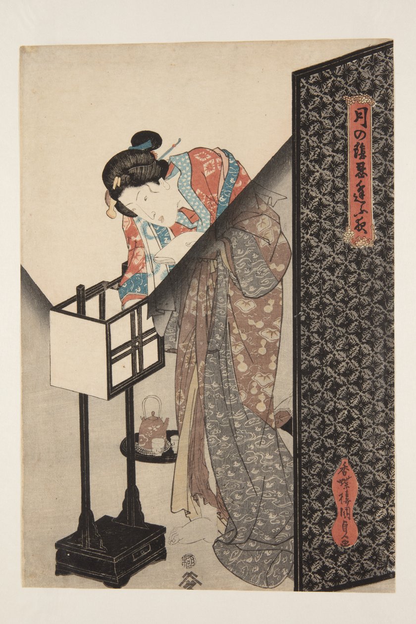 Oryantal Lamba (Andon) (renkli tahta baskı) by Utagawa Kunisada