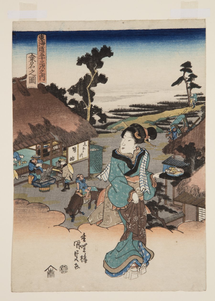 Kuwana görünümü (Kuwana no zu) (renkli tahta baskı) by Utagawa Kunisada